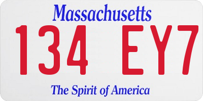 MA license plate 134EY7