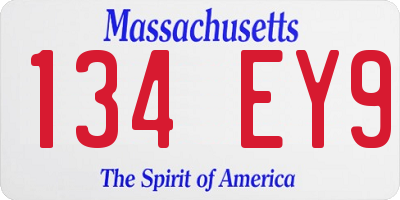 MA license plate 134EY9