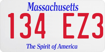 MA license plate 134EZ3