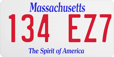 MA license plate 134EZ7