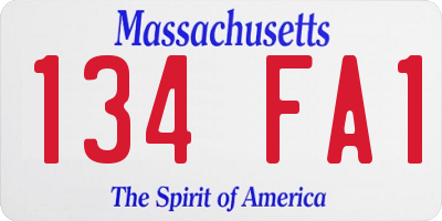 MA license plate 134FA1