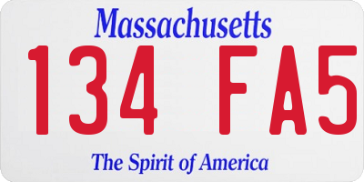 MA license plate 134FA5