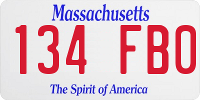 MA license plate 134FB0