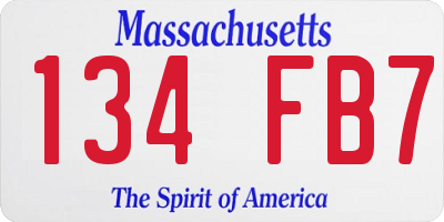 MA license plate 134FB7