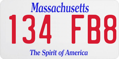 MA license plate 134FB8