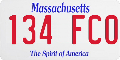 MA license plate 134FC0