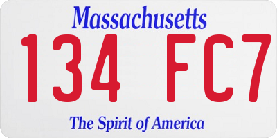 MA license plate 134FC7