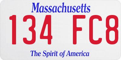 MA license plate 134FC8