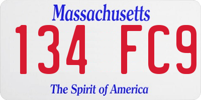 MA license plate 134FC9