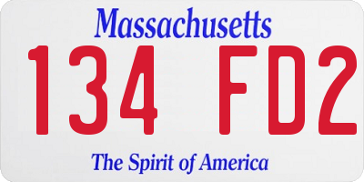 MA license plate 134FD2