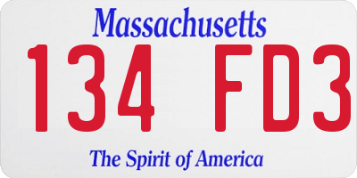 MA license plate 134FD3