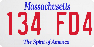 MA license plate 134FD4