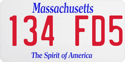 MA license plate 134FD5