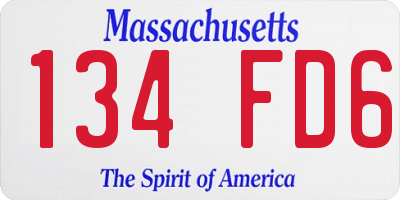 MA license plate 134FD6