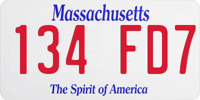 MA license plate 134FD7
