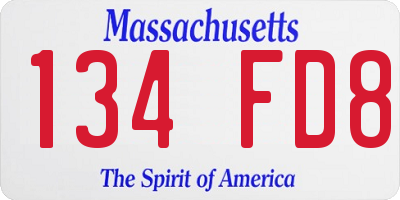 MA license plate 134FD8