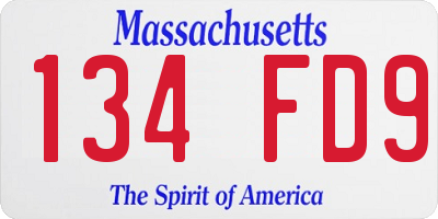 MA license plate 134FD9