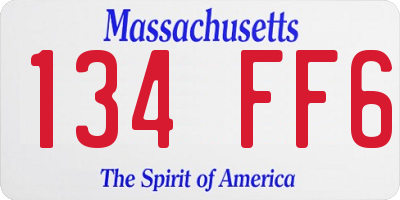 MA license plate 134FF6