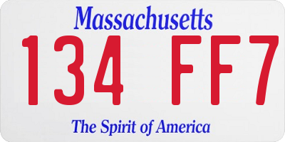 MA license plate 134FF7