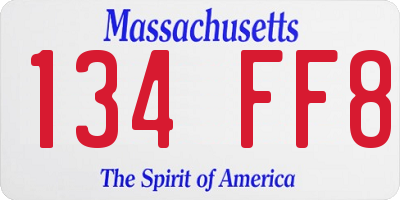 MA license plate 134FF8