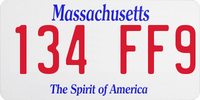 MA license plate 134FF9