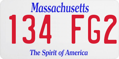 MA license plate 134FG2