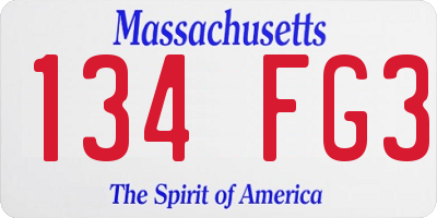 MA license plate 134FG3