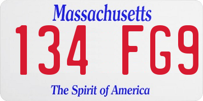 MA license plate 134FG9