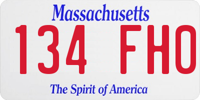 MA license plate 134FH0