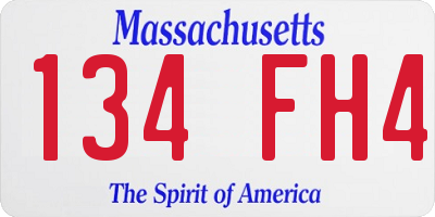 MA license plate 134FH4