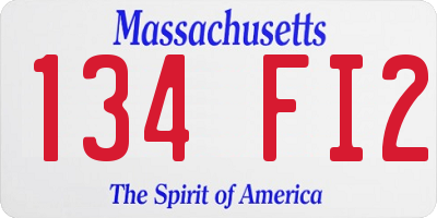 MA license plate 134FI2