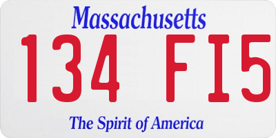 MA license plate 134FI5