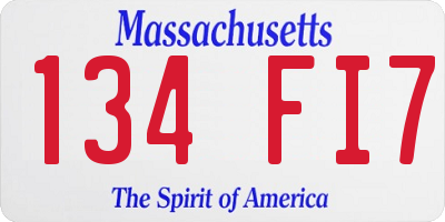 MA license plate 134FI7