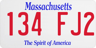 MA license plate 134FJ2