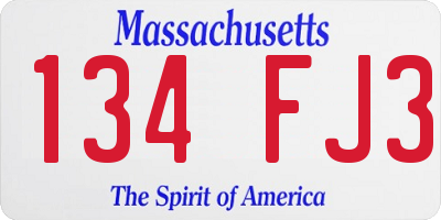 MA license plate 134FJ3
