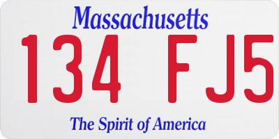 MA license plate 134FJ5