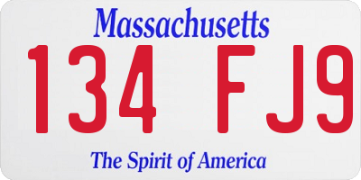 MA license plate 134FJ9