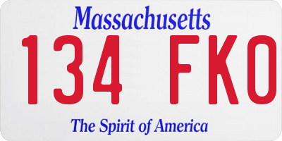 MA license plate 134FK0