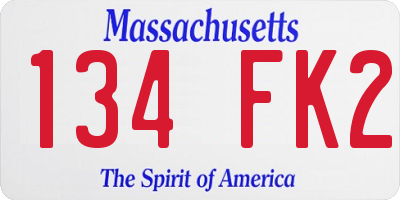 MA license plate 134FK2