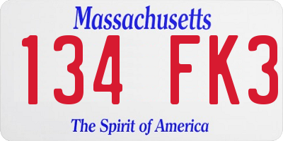 MA license plate 134FK3