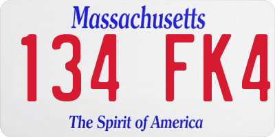 MA license plate 134FK4