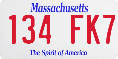 MA license plate 134FK7