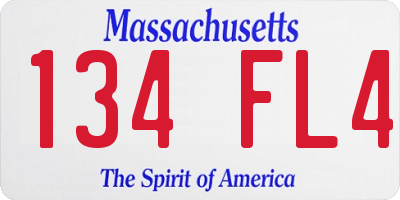 MA license plate 134FL4