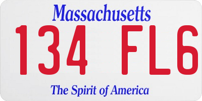 MA license plate 134FL6