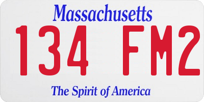 MA license plate 134FM2