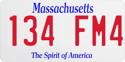 MA license plate 134FM4