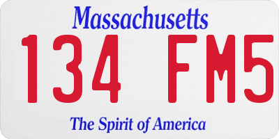 MA license plate 134FM5