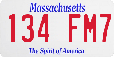 MA license plate 134FM7