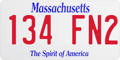 MA license plate 134FN2