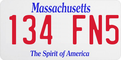 MA license plate 134FN5